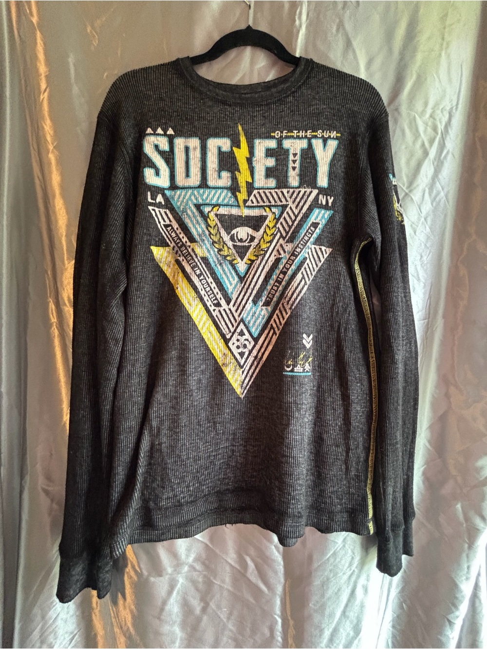 Society Of The Sun Long Sleeve Thermal Graphic Tee Size Large
